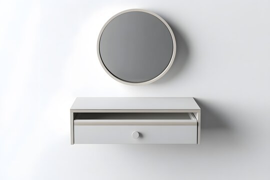 Minimalist Wall-Mounted Dressing Table with Mirror