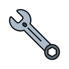 Wrench Tool Illustration on Black Background, Gray Shade