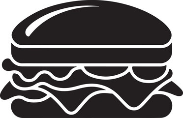 Sandwich Vector Illustration Simple Fast Food Icon Restaurant Menu Design Black Silhouette
