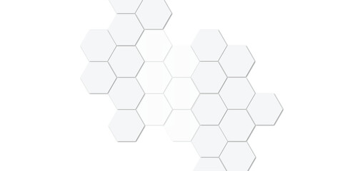 Abstract technology white and grey geometric hexagon shape on transparent background vector.