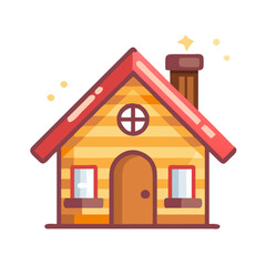 Cute House Vector Illustration with Red Roof