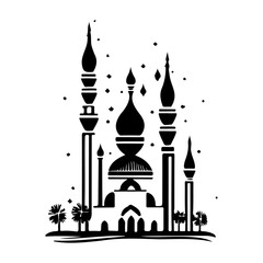 Islamic Architectural Silhouette: Mosque Graphic Art