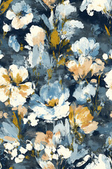  Soft Floral Pattern with Blue and Yellow Hues