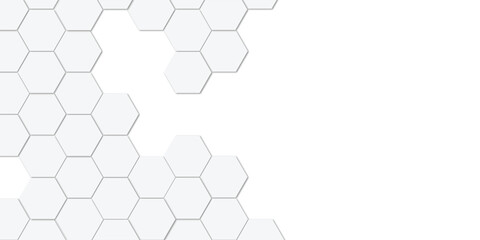 Abstract technology white and grey geometric hexagon shape on transparent background vector.