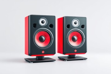 Fototapeta premium Studio Red Speakers: High-Fidelity Audio System