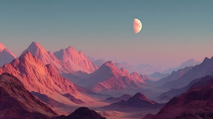 Red Mountain Landscape at Sunset