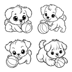 A cute little dog is playing ball. Bundle