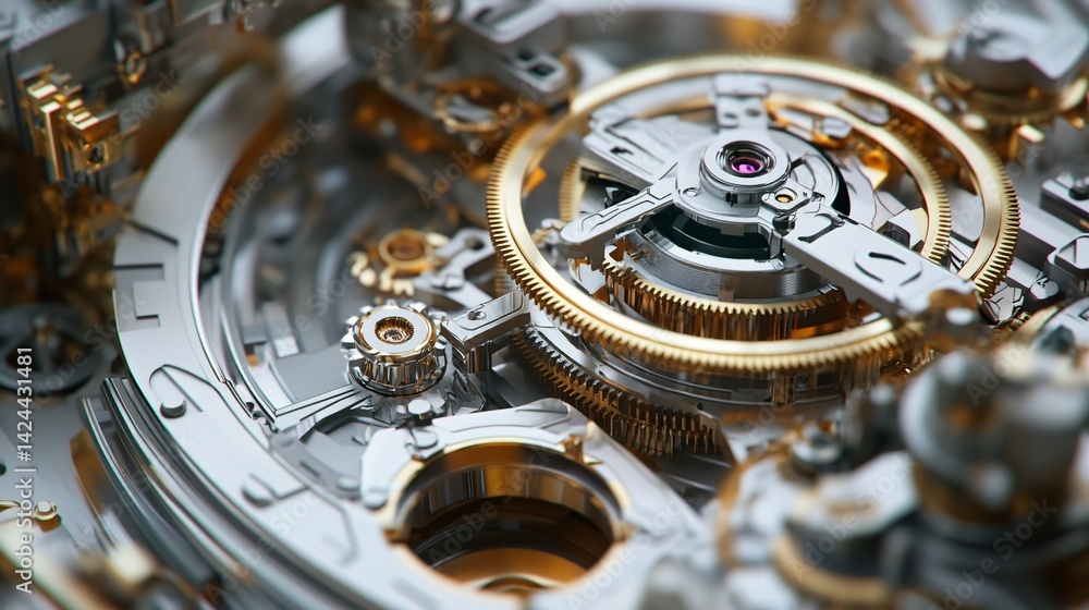 Aufkleber Complex clockwork mechanism is working with rotating gears