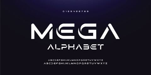 Design Modern abstract digital alphabet font. Minimal technology typography, Creative urban sport fashion futuristic font and with numbers. vector illustration.