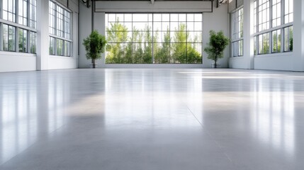 Obraz premium Spacious, bright, industrial space with large windows