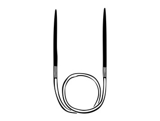 Circular knitting needles with flexible cable. Knitting tool for handmade and craft projects