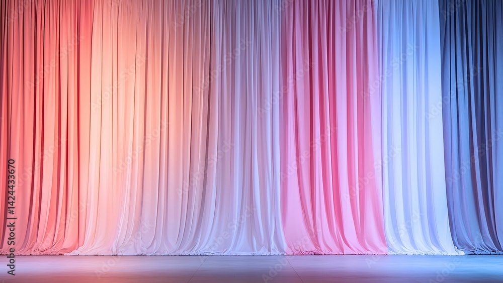 Aufkleber colorful stage curtains lit with varying hues, creating a visually striking backdrop. the image capt
