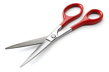 Fototapeta premium Stainless Steel Scissors with Red Plastic Handles