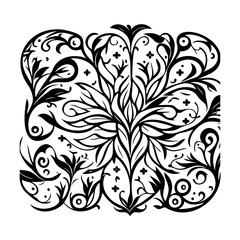 Decorative Floral Ornament with Swirling Elements