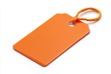 Fototapeta premium A vibrant orange price tag with a simple orange string, ready to be attached, symbolizing the anticipation of a great sale or exciting new purchase.