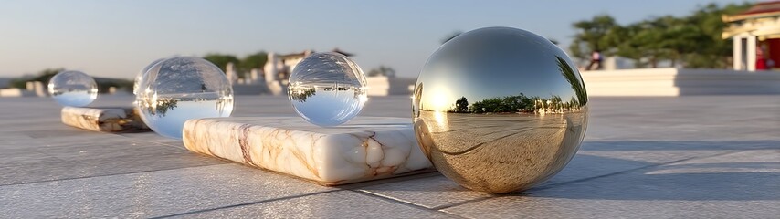 Polished Spheres on Paved Area