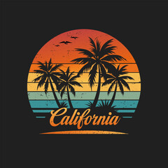 palm trees silhouette t shirt design. t-shirt design vector for print