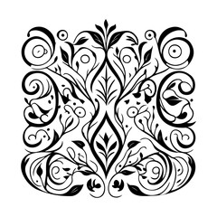 Botanical Swirls Design in Black and White