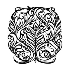 Swirl Floral Shape, Black and White Decoration