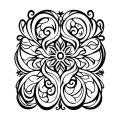 Abstract Floral Ornament, Black and White Design