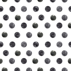 Polka dot seamless pattern with hand-drawn dots in sketch style