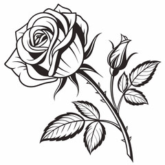 This is a stylized black and white flower illustration, perfect for:

 Tattoo designs
 Stickers or decals
 T-shirt prints
 Laser cutting or engraving patterns