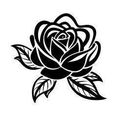 This is a stylized black and white flower illustration, perfect for:

 Tattoo designs
 Stickers or decals
 T-shirt prints
 Laser cutting or engraving patterns