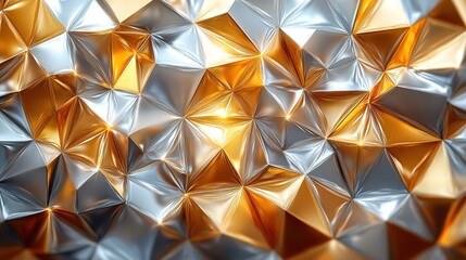 Abstract Gold and Silver Metallic Geometric Pattern