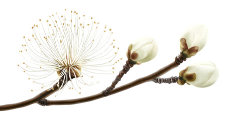 PNG Botanical flower illustration branch white.