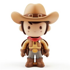 Cute cartoon cowboy figurine in traditional attire.