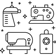 Sewing Machine Line Art Collection for Crafting Designs