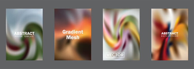 Abstract Gradient Mesh Backgrounds Colorful Swirl Poster Templates
