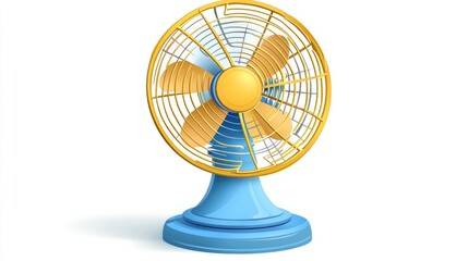 Blue desk fan cooling summer home office