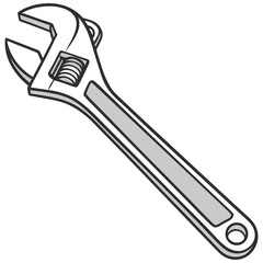 Vector Illustration of an Adjustable Wrench Tool for Repair Purposes