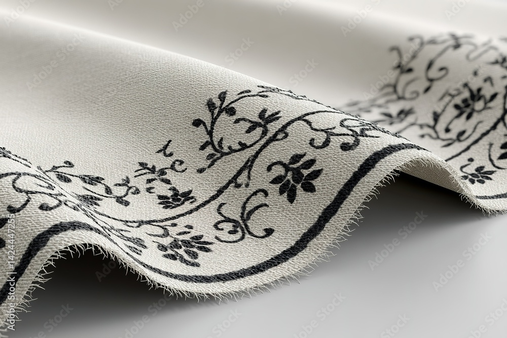 Poster elegant tablecloth with intricate floral design on a smooth surface adds charm to any dining setting