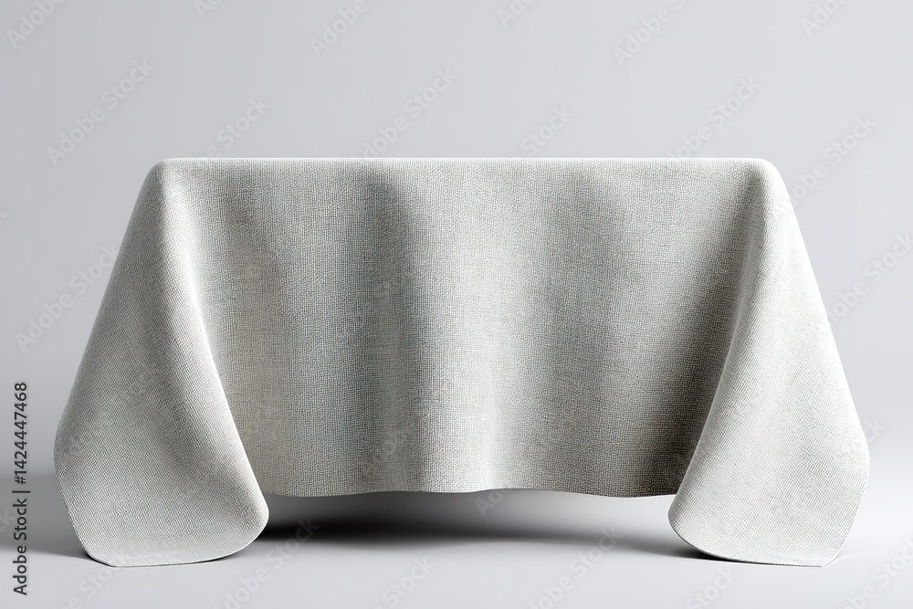 Poster elegant gray tablecloth draped over a table in a minimalist setting, showcasing texture and simplici