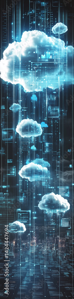 Poster cloud computing digital information and cyberspace background