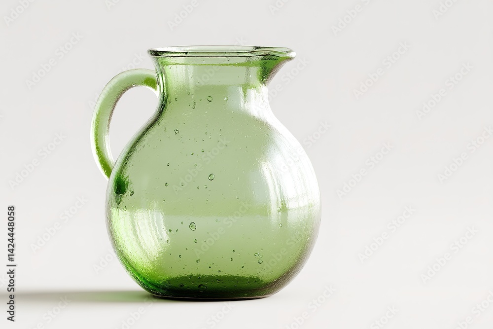 Poster glass jug in soft light showcasing unique texture and shape at indoor setting
