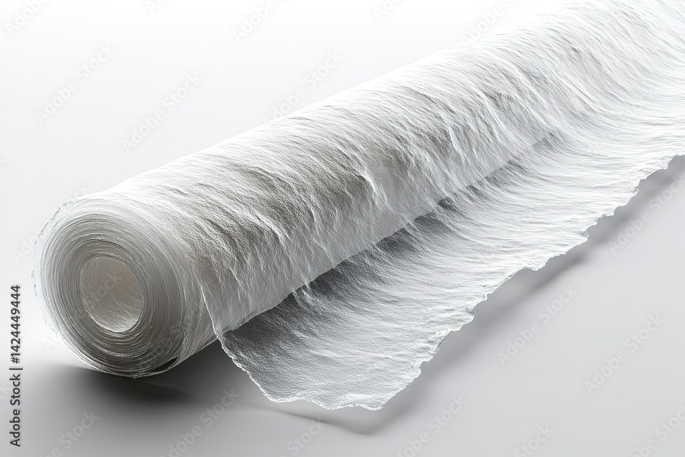 Poster roll of translucent paper displayed on a flat surface in a well-lit environment focusing on texture 