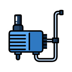Blue water pump icon illustration on black background