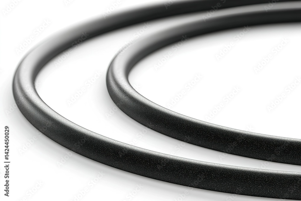 Poster rubber gaskets for industrial use displayed on a white background showcasing their smooth texture an