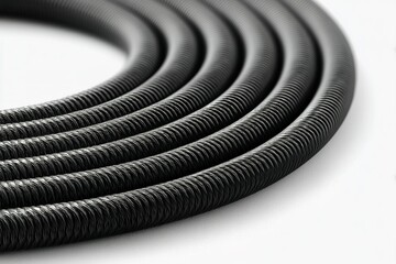 High-quality durable black flexible tubing rolled neatly on a white background perfect for various applications in different industries
