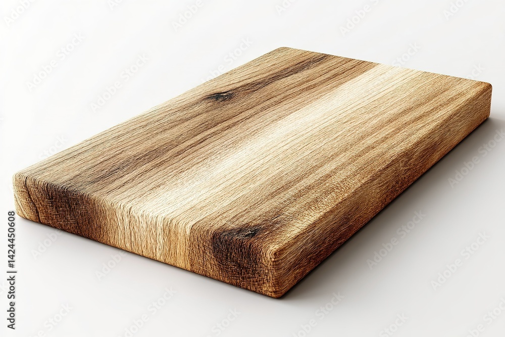 Poster wooden cutting board on a neutral background showcasing natural grain patterns and texture for culin