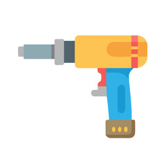 Yellow and blue handheld drill tool illustration icon