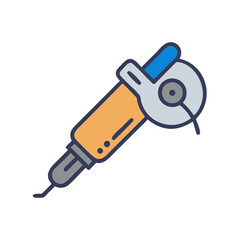 Colorful Angle Grinder Illustration on Black Background