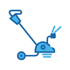 Blue icon illustration of carpet cleaner equipment