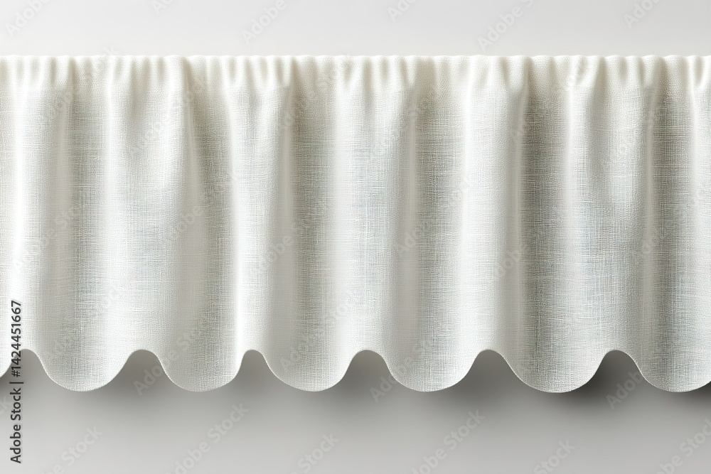 Poster white linen tablecloth draped elegantly with scalloped edges for a classy dining setting