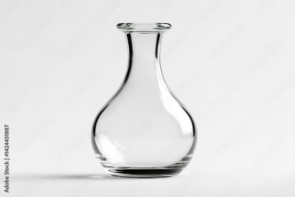 Aufkleber clear glass vase with elegant shape displayed against a smooth white background enhancing its minima