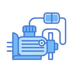 Fototapeta premium Blue Outline Water Pump Illustration on Black Background
