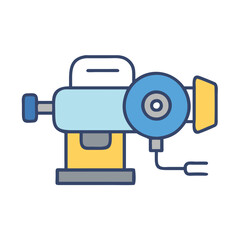 Colorful Illustration of a Bench Grinder Power Tool